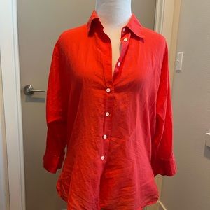 Red silk blouse